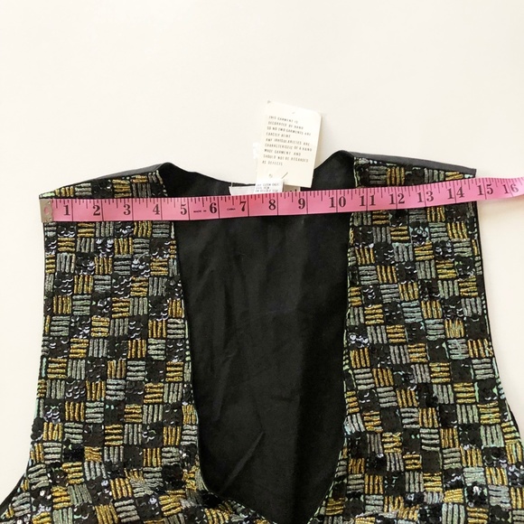 VTG Summit Hill Sequenced Beaded Vest Gold Silver Black Neutral Colors NWT Sz L - Picture 8 of 8